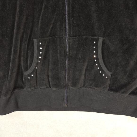 Vtg Joe Boxer Velour Jacket Womens Black XL Hooded Embellished Angel Wings NWT - Picture 9 of 11